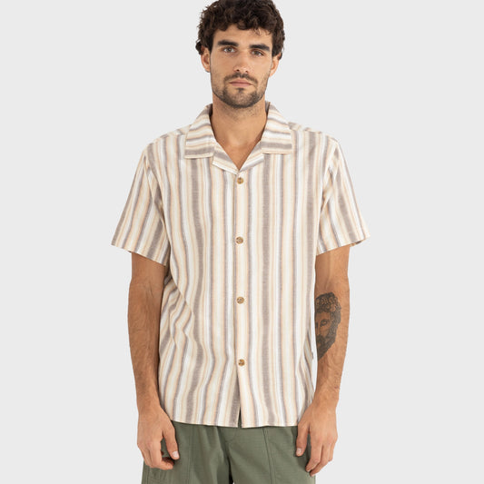 Camisa Rhythm Vacation Stripe Shirt Cream