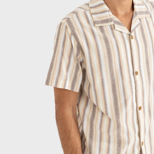 Camisa Rhythm Vacation Stripe Shirt Cream