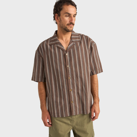Camisa Rhythm Baja Relaxed Stripe Shirt Brown