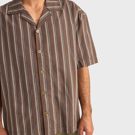 Camisa Rhythm Baja Relaxed Stripe Shirt Brown