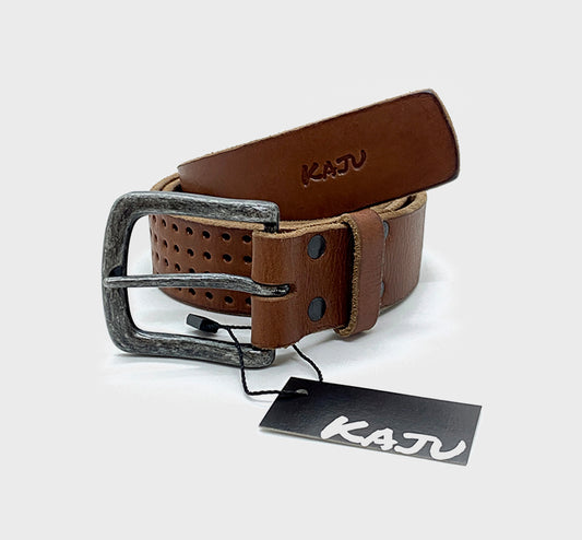 CINTURON KAJU LETICIA CUERO PERFORADO MARRON