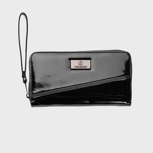 Billetera Volcom Ridge Mujer Negro Brillante Grande