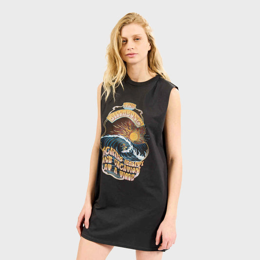 Vestido Billabong morning Surf dress negro para mujer