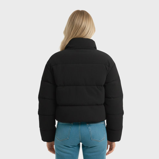 Campera Rip Curl Puffer Crop Corderoy Importada mujer negra