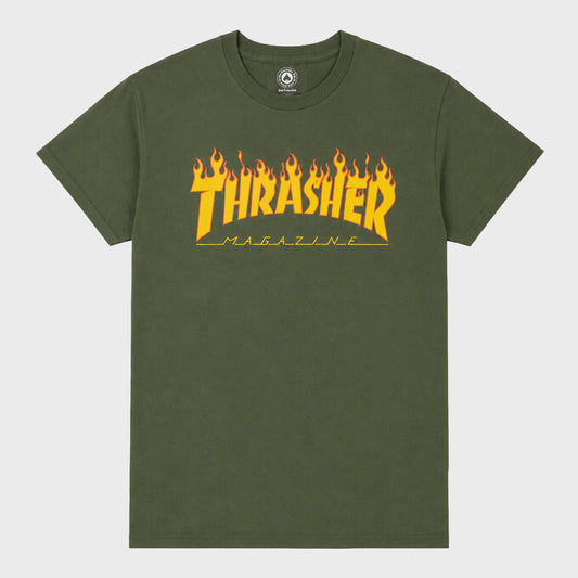 Remera Thrasher Flame Verde Unisex