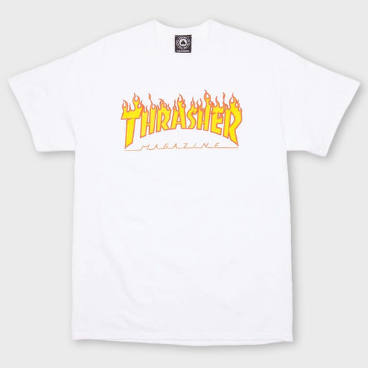 Remera Thrasher Flame Blanco Unisex