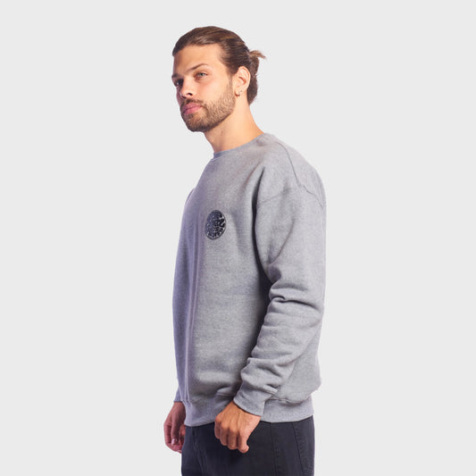 Buzo Rip Curl Crew Wettie Gris Hombre Algodón Estilo Surf Casual Urbano