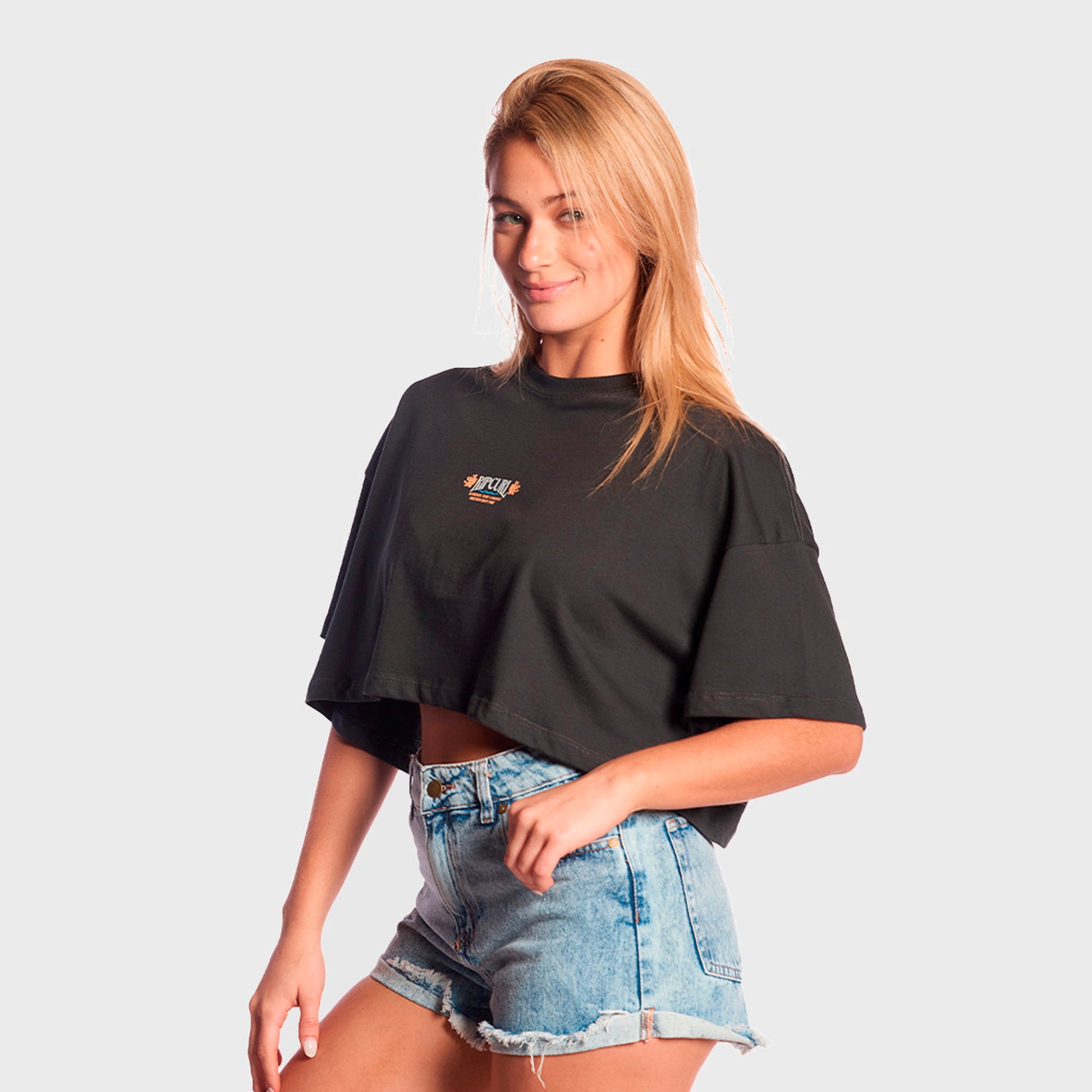 REMERA RIP CURL BOXI FIT SANDS BLACK - Cross the line