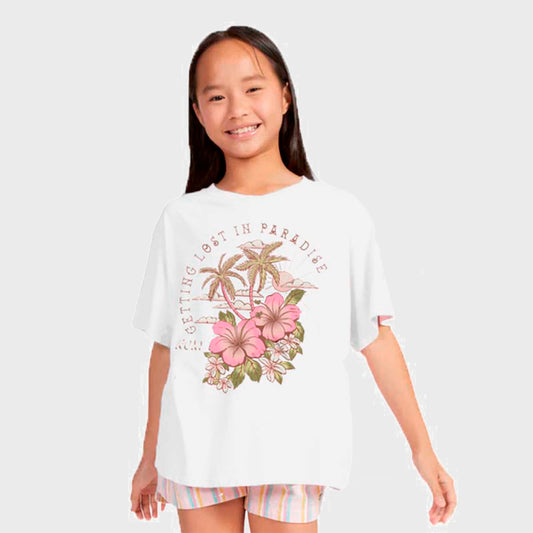 REMERA ROXY HIBISCUS PARADISE WHITE
