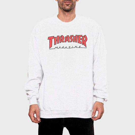 BUZO THRASHER CREWNECK OUTLINE WHITE RED