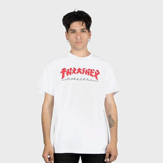 Remera Thrasher Godzilla Blanco Unisex