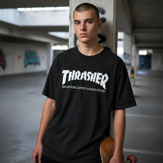 Remera Thrasher Skatemag Negro Unisex Urbano