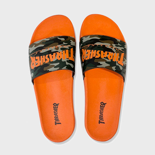 OJOTAS THRASHER SLIDERS MAGAZINE CAMO ORANGE
