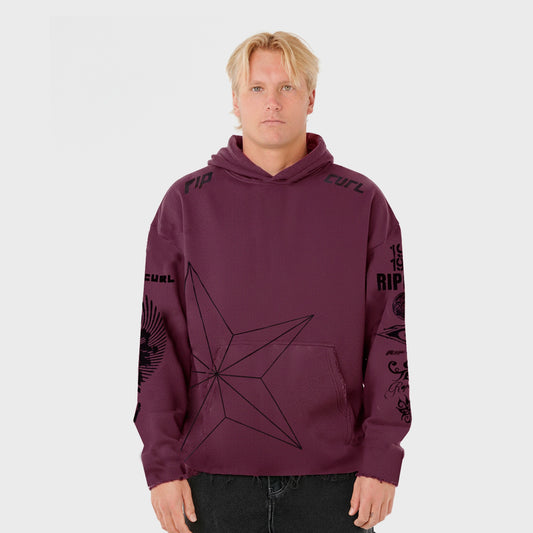 Buzo Rip Curl Hoodie Loose Print Violeta Hombre Canguro Estampado Urbano
