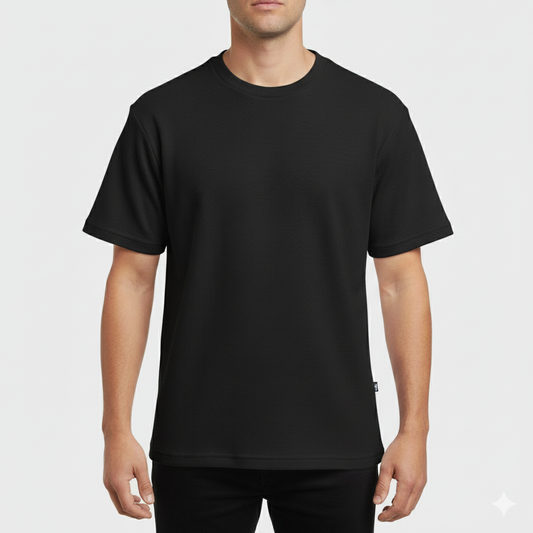 REMERA FOLD WAFFLE PANNEL BLACK