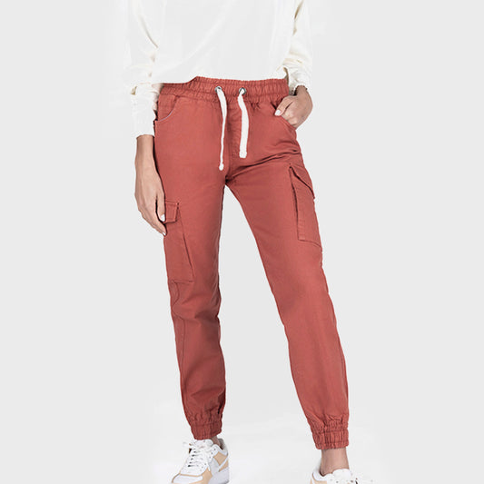 PANTALON JOGGERS CARGO ROJO MUJER