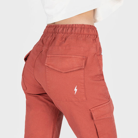PANTALON JOGGERS CARGO ROJO MUJER