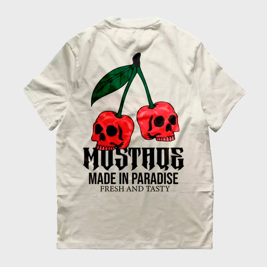REMERA MUSTAQE CHERRY SKULL WHITE