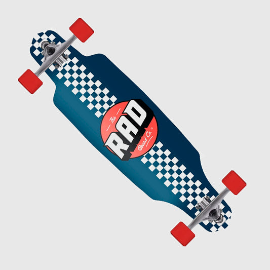 LONGBOARD RAD COMPLETO DROP THROUGH CHECKER STRIPE BLUE