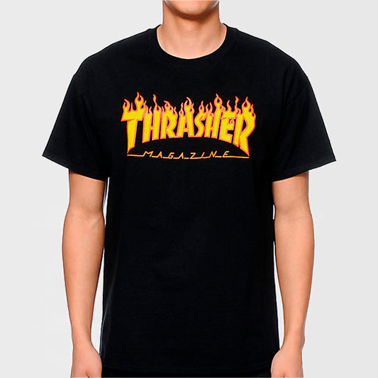 Remera Thrasher Flame Negro Unisex