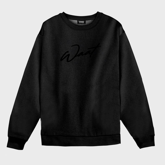 BUZO WAAT CREWNECK HAND SCRIPT FULL BLACK