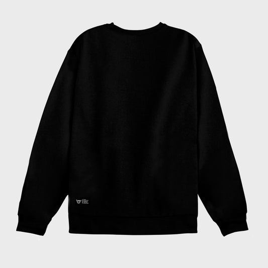 Buzo Waat Crewneck Hand Script Negro Unisex Oversize