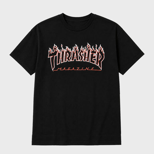 Remera Thrasher Flame Negro Rojo Unisex