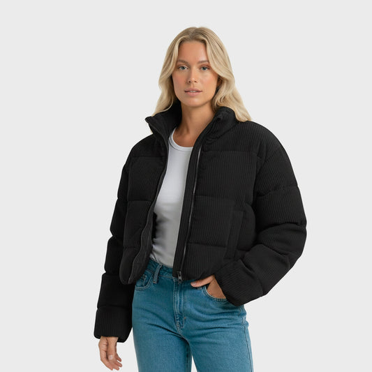 Campera Rip Curl Puffer Crop Corderoy Importada mujer negra