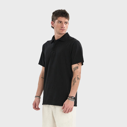 CHOMBA ALTHON SOLID POLO TEES BLACK
