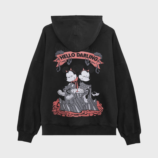 BUZO LUXO HOODIE DISNEY HELLO DARLING [ NEGRO ]
