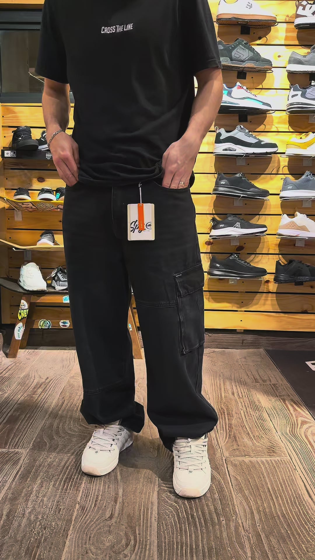 Jean Cargo Spy Wos Oversize Negro para hombre