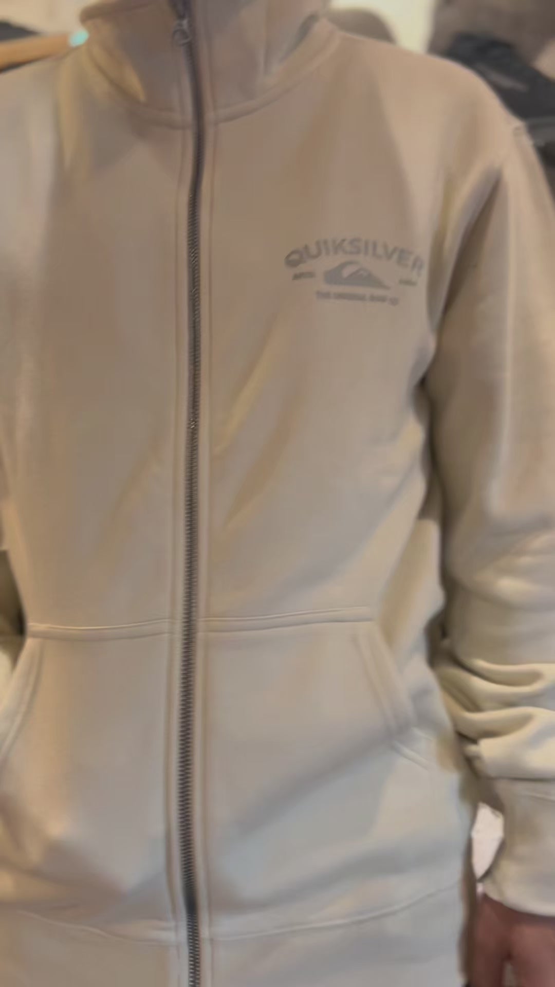 Campera Quiksilver zip fleece no hood beige para hombre