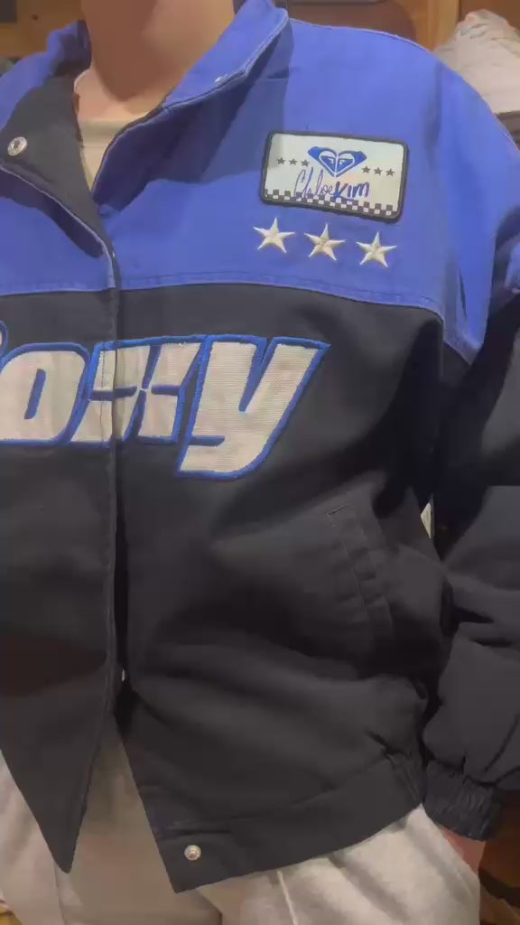 Campera Roxy Chloe kim moto Azul/Negro mujer urbana