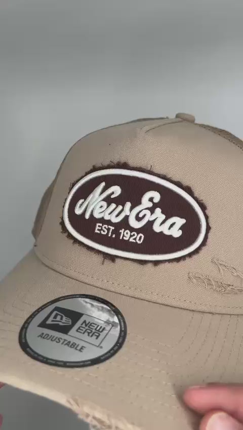 GORRA NEW ERA OVAL CANVAS PATCH DISTRESSED BEIGE