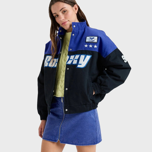 Campera Roxy Chloe kim moto Azul/Negro mujer urbana