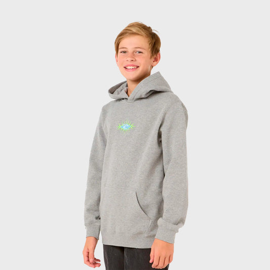 Buzo Rip Curl Raw Energy Skull Gris Niño Algodón Estampado