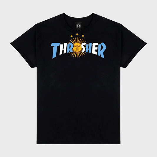 Remera Thrasher Argentina 3 estrellas unisex negra