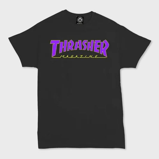 REMERA THRASHER OUTLINE BLACK VIOLET