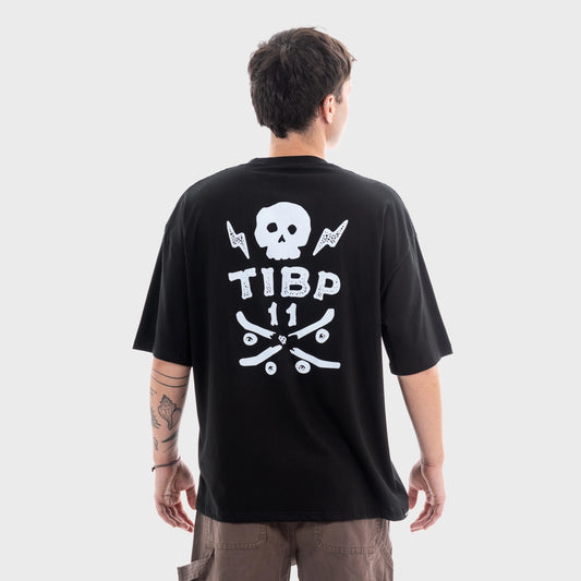 Remera Tibp Relaxed fit Roto Negra Hombre urbana