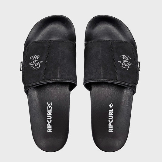 OJOTAS RIP CURL SLIDE ICONS BLACK VELCRO
