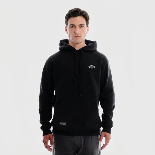 Buzo Waat Oval relaxed con capucha negro unisex